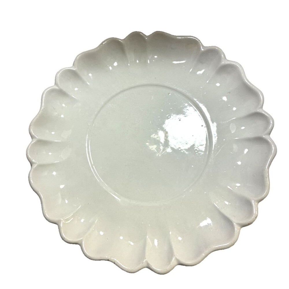 Scalloped White Serving Plate 10-1/2" Dia. CALIF H16 USA - Table Statement Piece